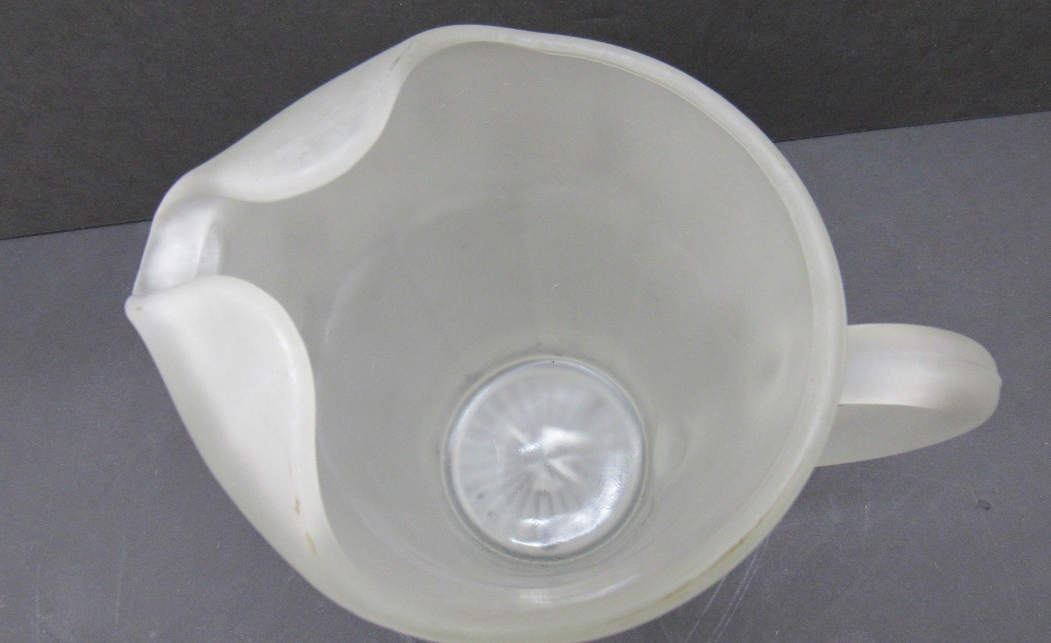 Vintage Tiara Indiana Glass Frosted Satin Paneled Patio Pitcher