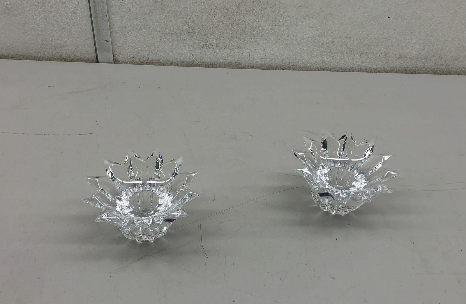 Marquis by Waterford Starburst Lotus Candle Holder Set 2 Piece Clear Crystal