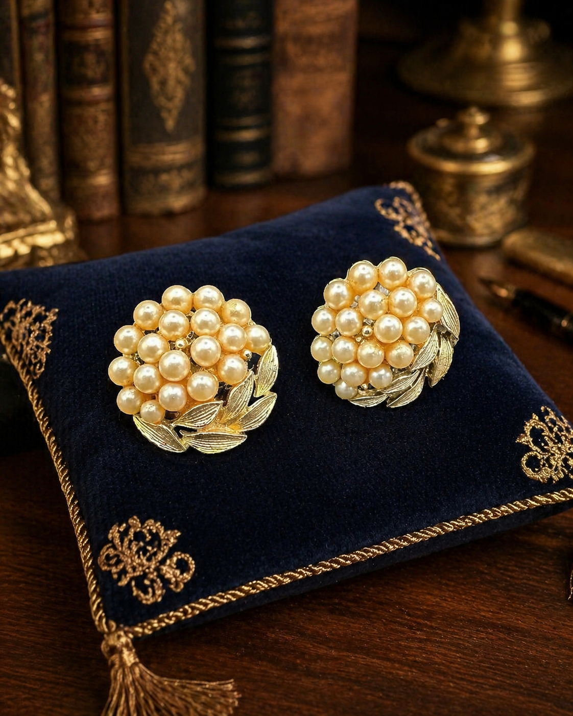 Lisner Gold Tone Pearl Style Clip Earrings