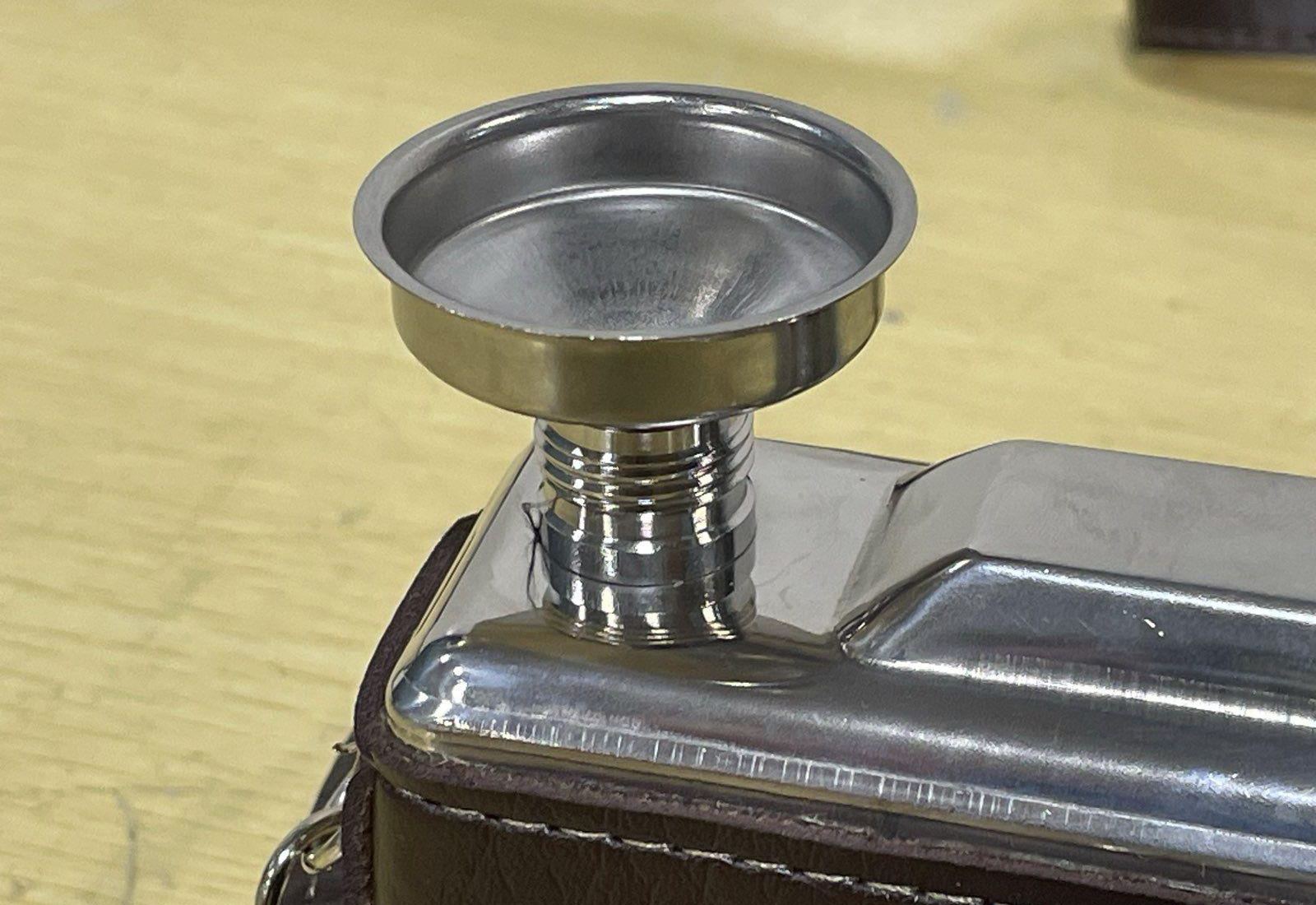 JME and Co Golfer’s Camera Hip Flask Set | Stainless Steel 11 oz Flask with Strap and Funnel