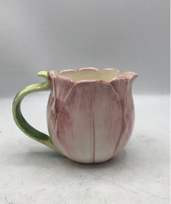 Seymour Mann Tulip Time Ceramic Tea Set, 1987 Pink Tulip Teapot Creamer & Sugar 3-Piece Set