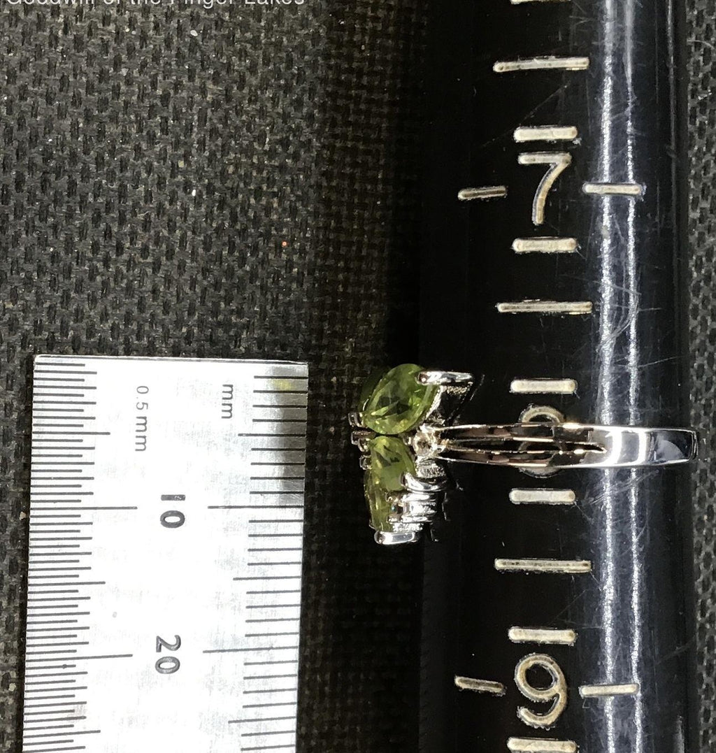 925 Silver Green Amethyst Prasiolite Butterfly Ring with Accents