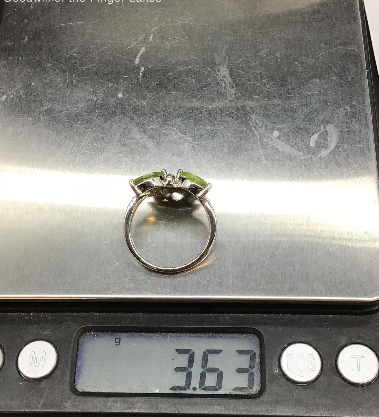 925 Silver Green Amethyst Prasiolite Butterfly Ring with Accents