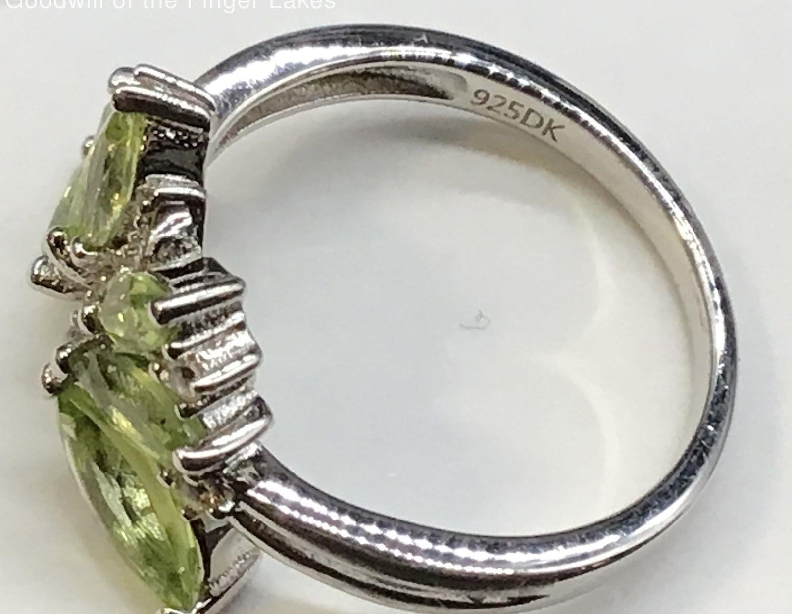 925 Silver Green Amethyst Prasiolite Butterfly Ring with Accents