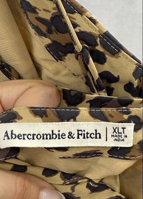 Abercrombie & Fitch Leopard Print Mini Dress Size XL, Brown Black Sleeveless Slip Dress