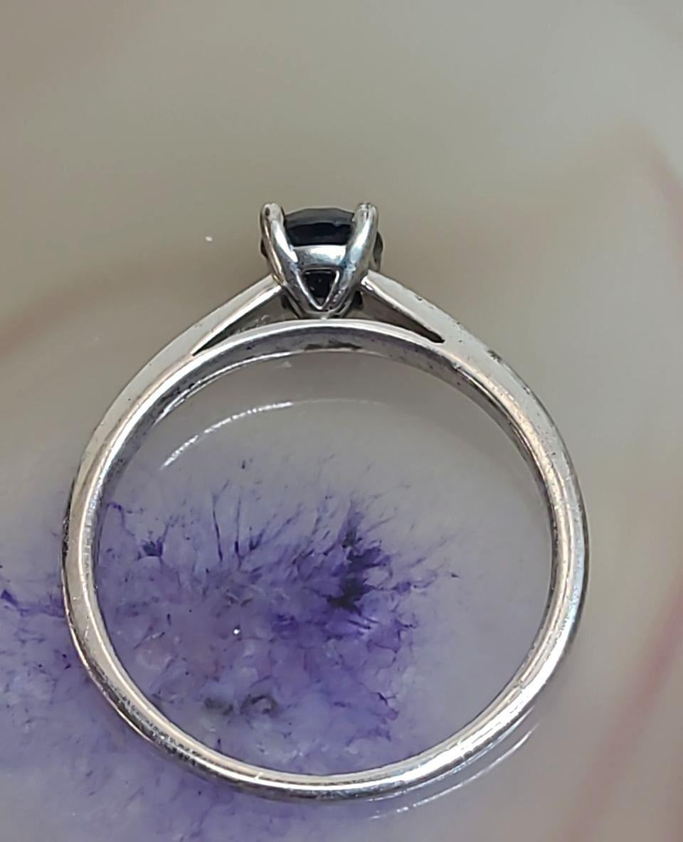 Sterling Silver Black Solitaire Moissanite Ring, Sz. 8, 2.2 Grams