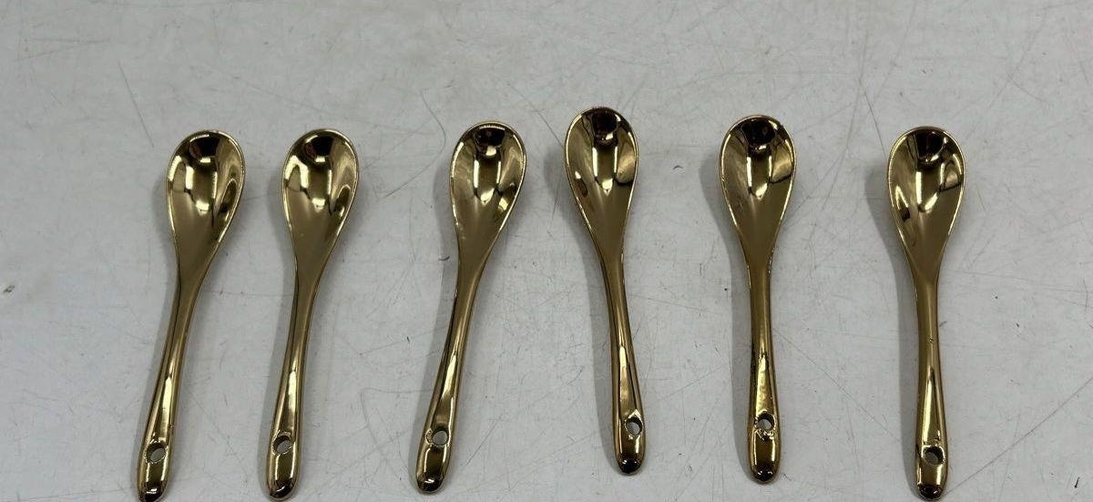Vintage Cinderella Gold Trim Dessert Bowl Dishes with Spoons