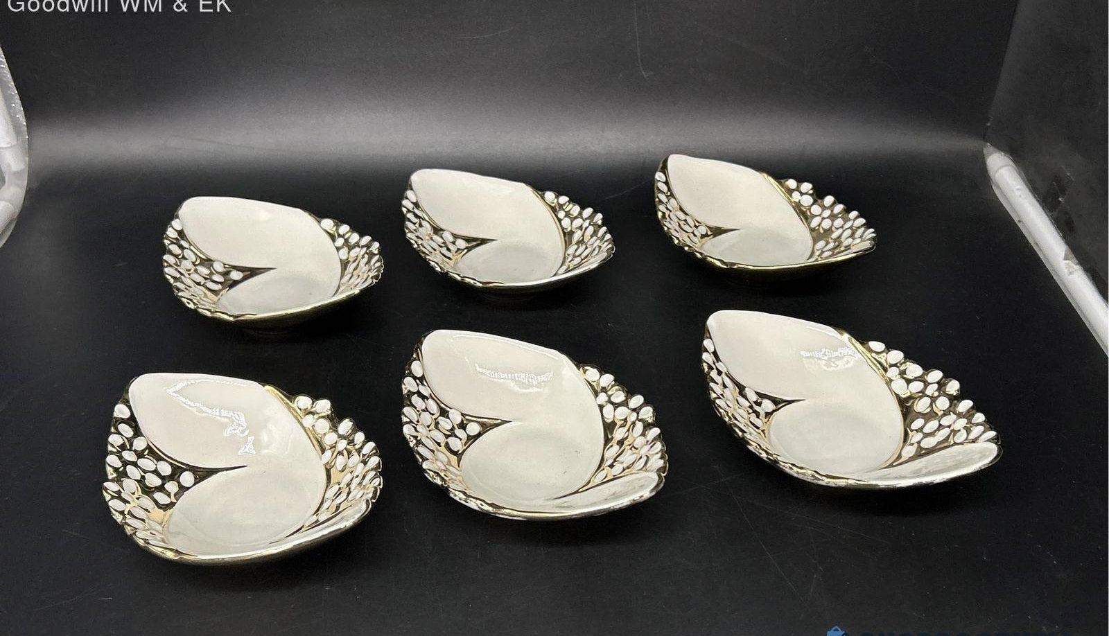 Vintage Cinderella Gold Trim Dessert Bowl Dishes with Spoons