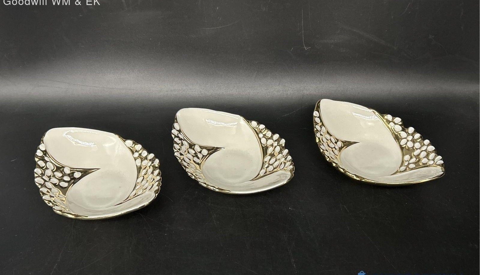 Vintage Cinderella Gold Trim Dessert Bowl Dishes with Spoons
