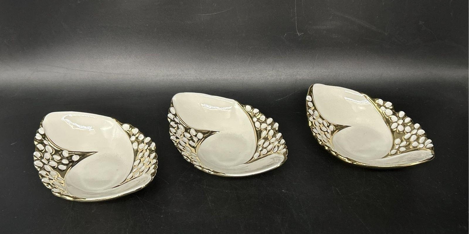 Vintage Cinderella Gold Trim Dessert Bowl Dishes with Spoons
