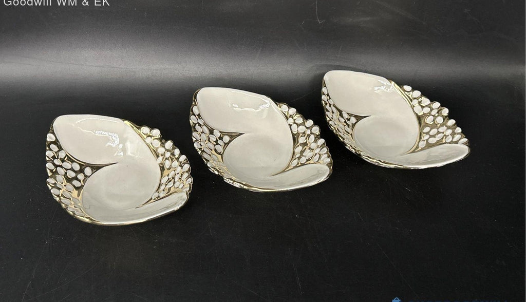 Vintage Cinderella Gold Trim Dessert Bowl Dishes with Spoons