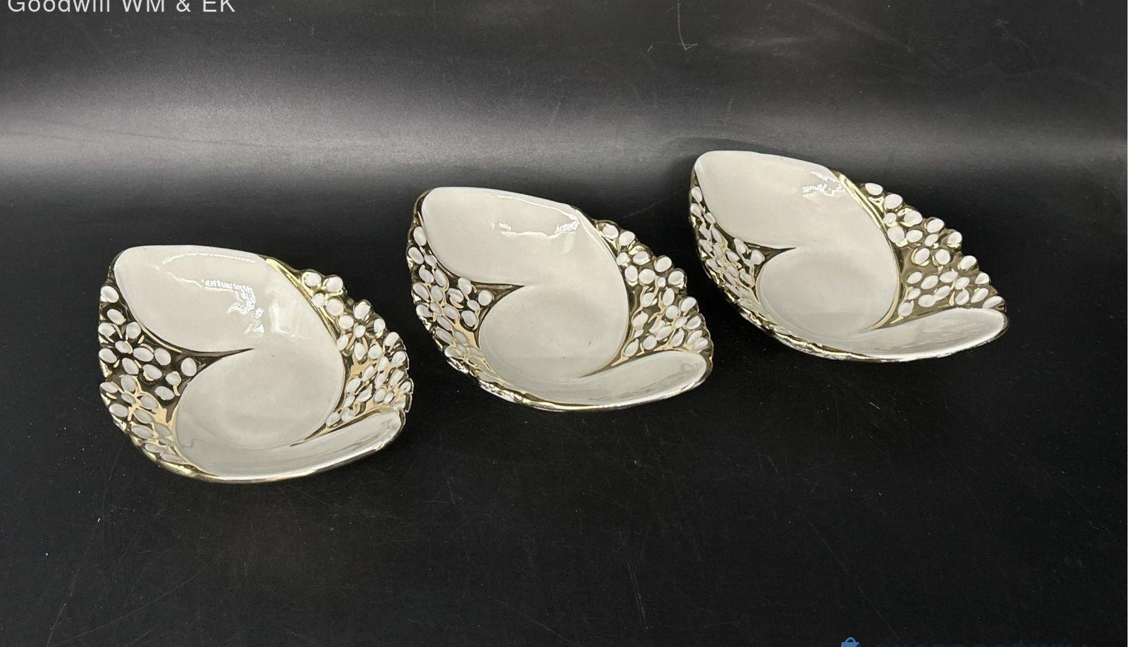 Vintage Cinderella Gold Trim Dessert Bowl Dishes with Spoons