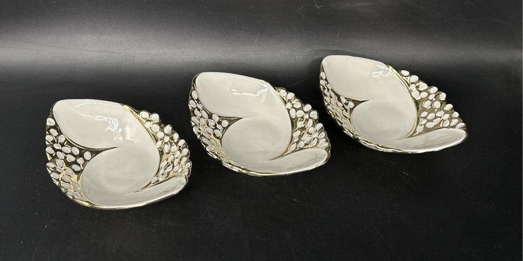 Vintage Cinderella Gold Trim Dessert Bowl Dishes with Spoons