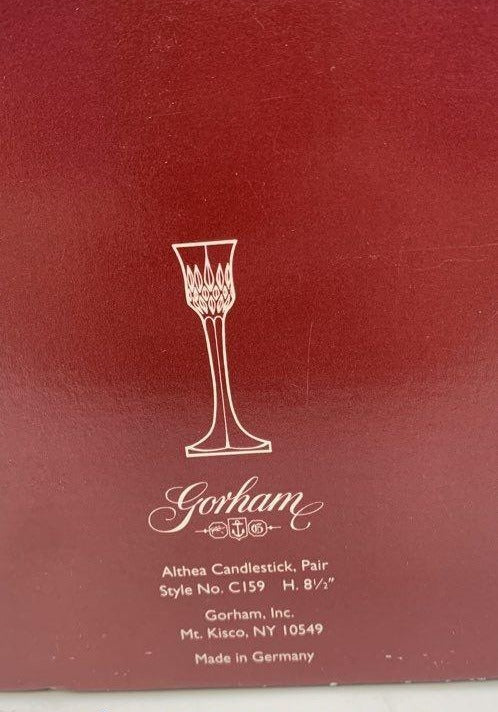 Gorham Crystal Althea Candlestick Pair in Original Box