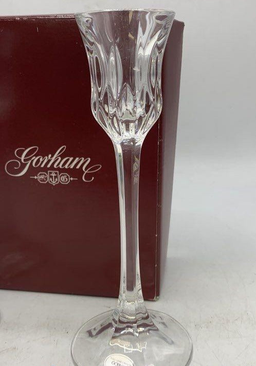 Gorham Crystal Althea Candlestick Pair in Original Box
