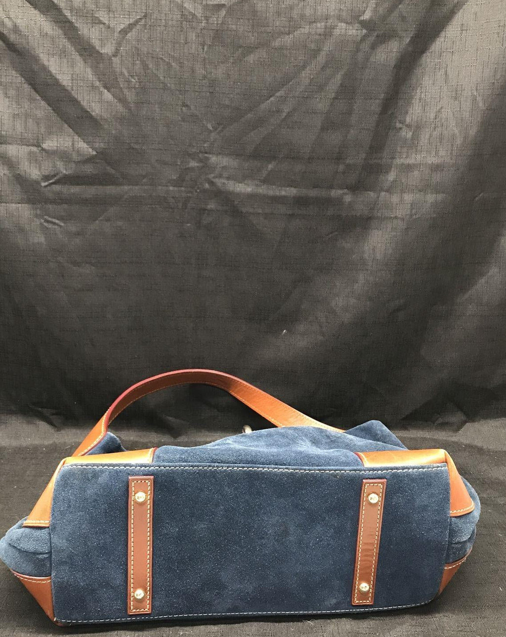 Dooney & Bourke Blue Brown Suede Leather Trim Shoulder Purse