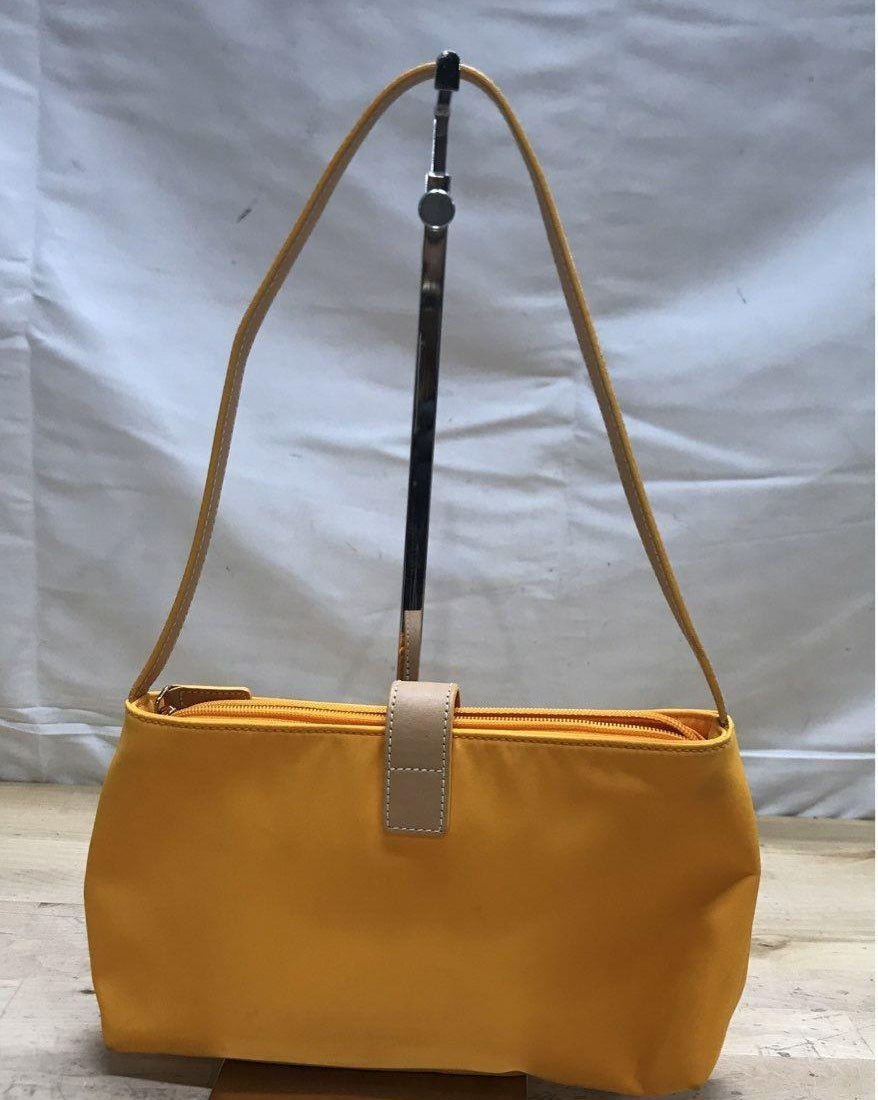 Lauren Ralph Lauren Mustard Yellow Nylon Shoulder Bag Gold Logo Everyday Purse