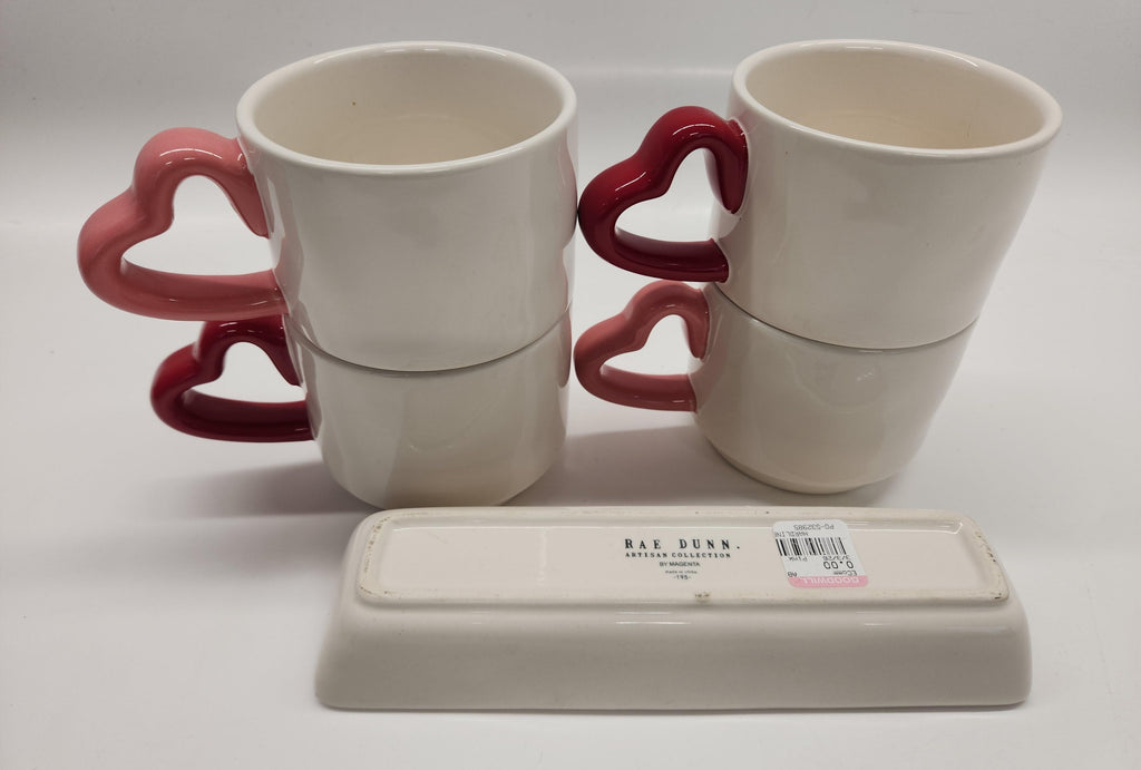 Rae Dunn Artisan Collection XOXO Love Mug & Tray Set, Valentine Coffee Cups Gift Set