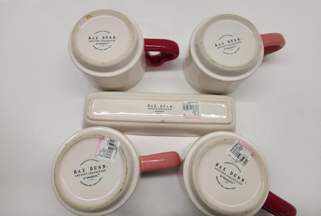 Rae Dunn Artisan Collection XOXO Love Mug & Tray Set, Valentine Coffee Cups Gift Set