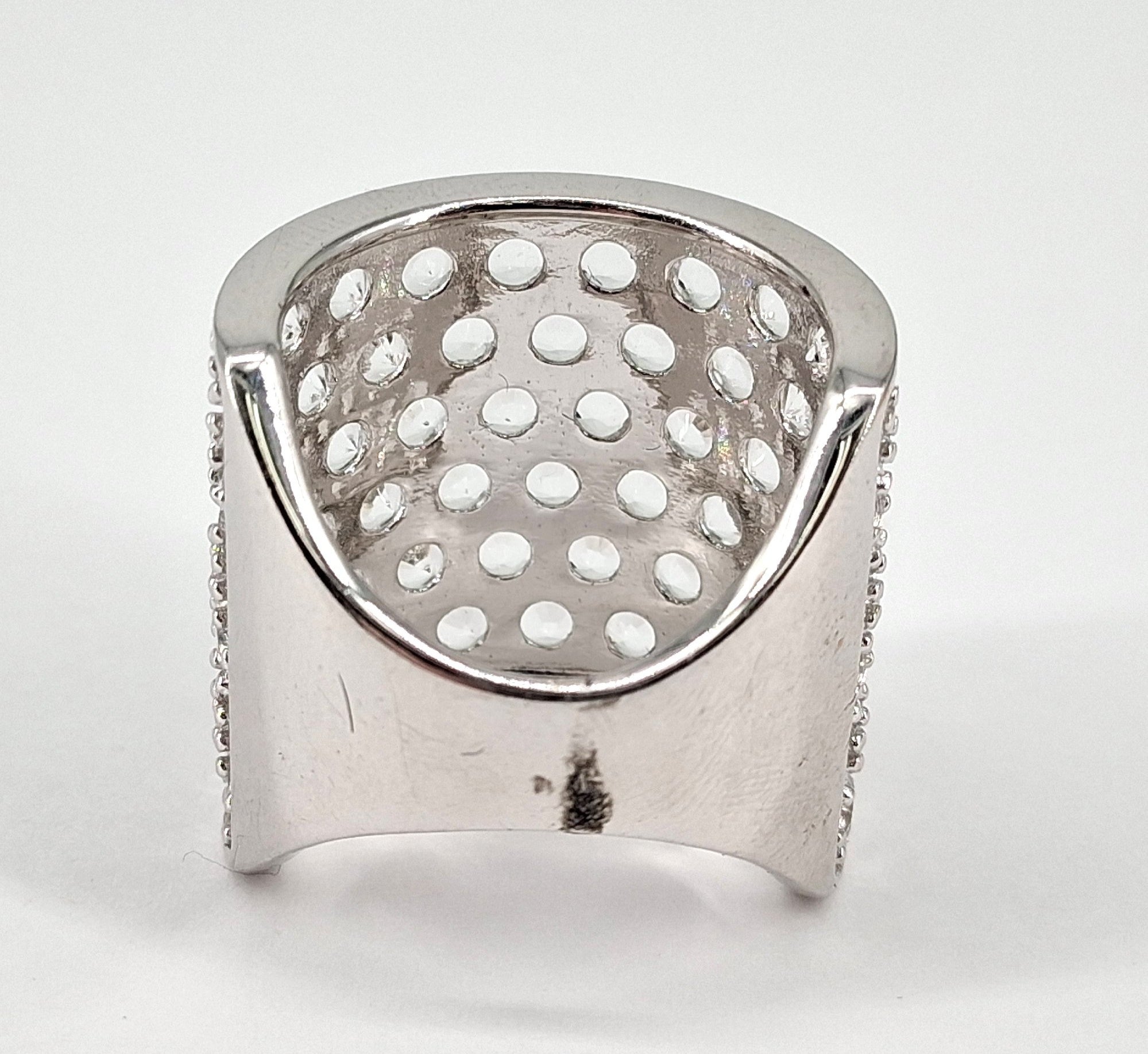 Sterling Silver Cubic Zirconia Pave Wide Band Ring Size 7, 12.1g