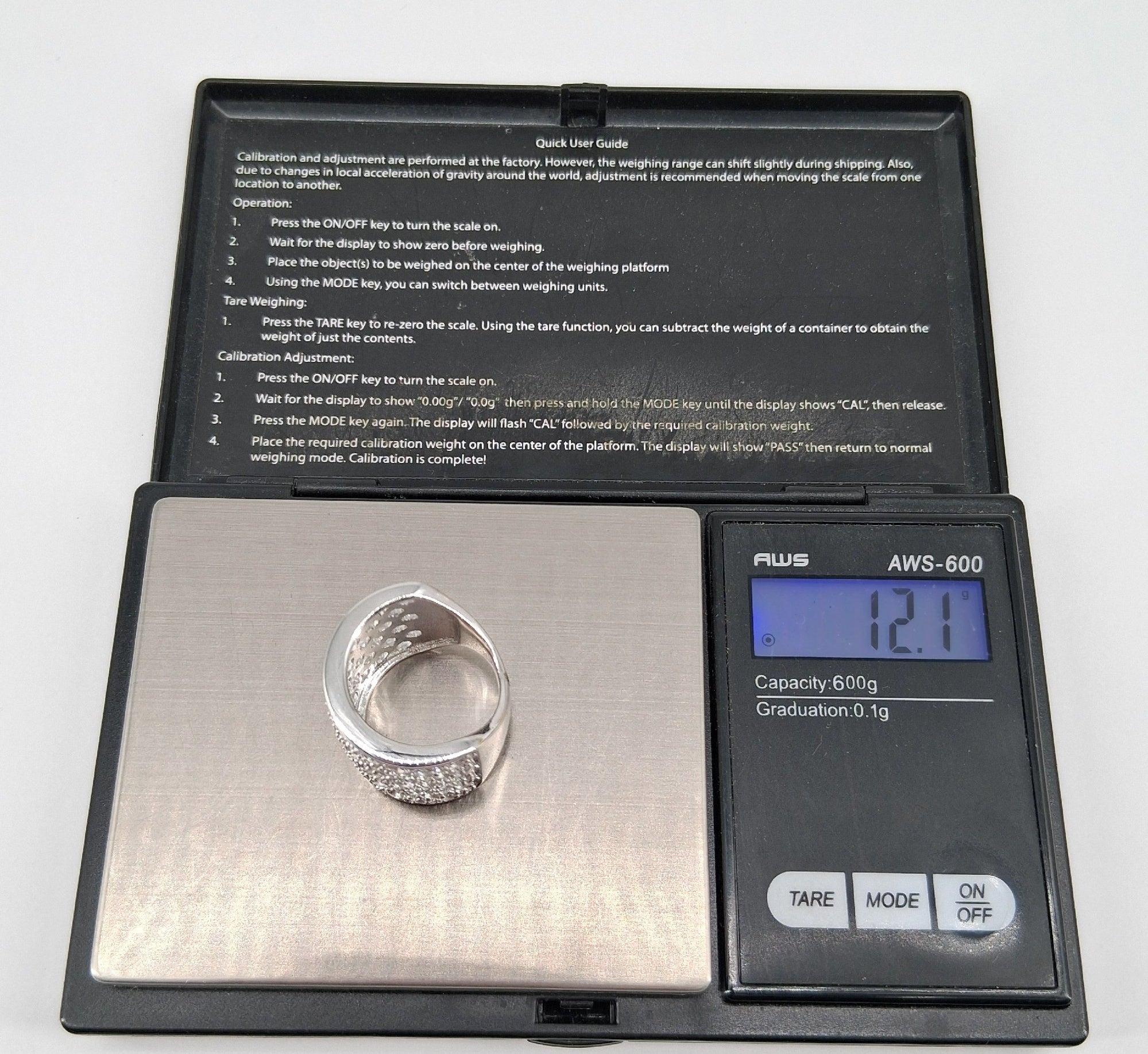 Sterling Silver Cubic Zirconia Pave Wide Band Ring Size 7, 12.1g