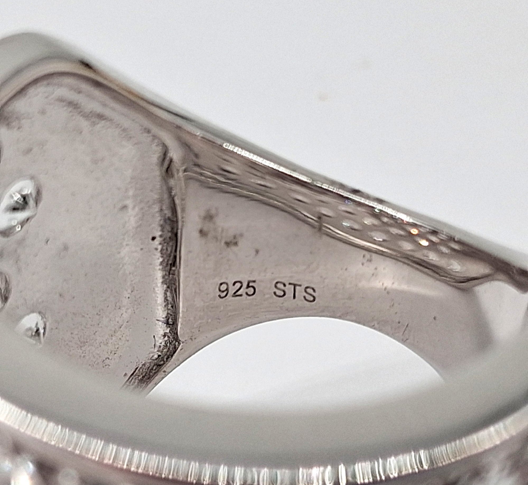 Sterling Silver Cubic Zirconia Pave Wide Band Ring Size 7, 12.1g