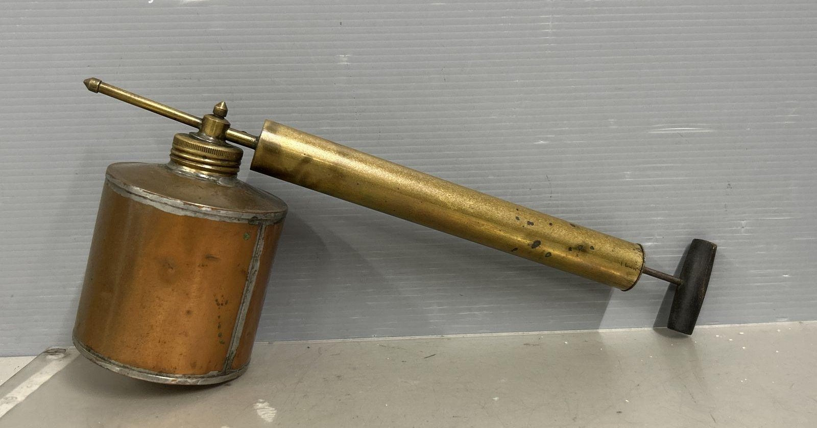 Vintage Brass Pump Sprayer with Long Wand, Cinematic Gangster Speakeasy Decor