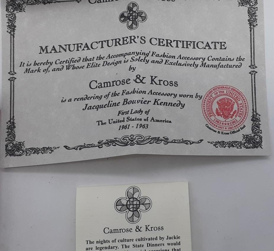 Camrose & Kross Crystal Sunburst Brooch with Box, Jacqueline Kennedy Collection Statement Pin