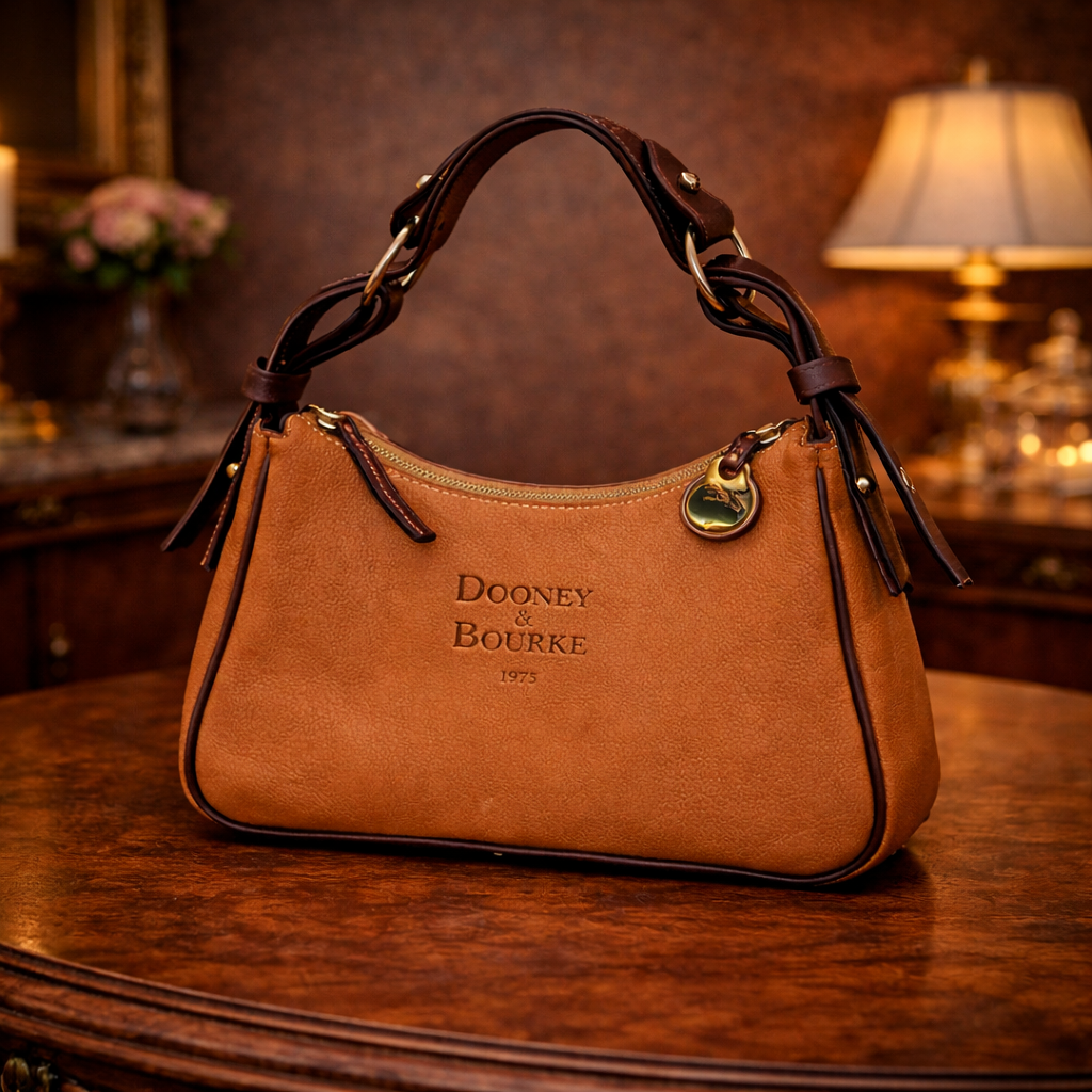 Dooney & Bourke 1975 Anniversary East-West Hobo Bag | Tan Pebbled Leather Shoulder Purse