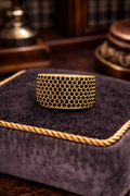 Gold Tone Black Crystal Square Statement Ring Wide Cocktail Design