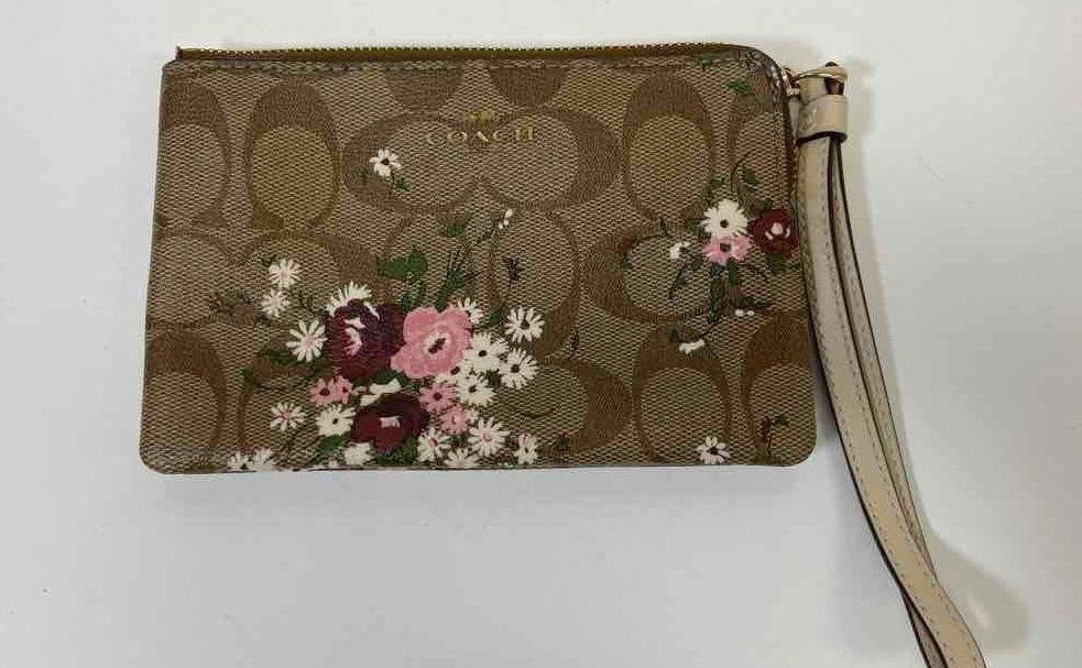 Coach Brown Floral Wristlet