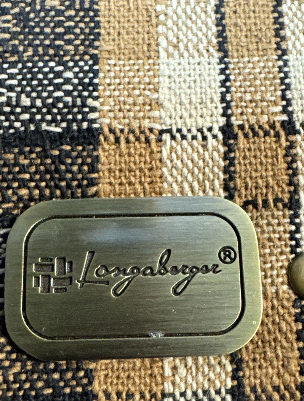 Longaberger Plaid Tote Bag Purse Wallet & Pouch 3 Piece Set Homestead Fabric