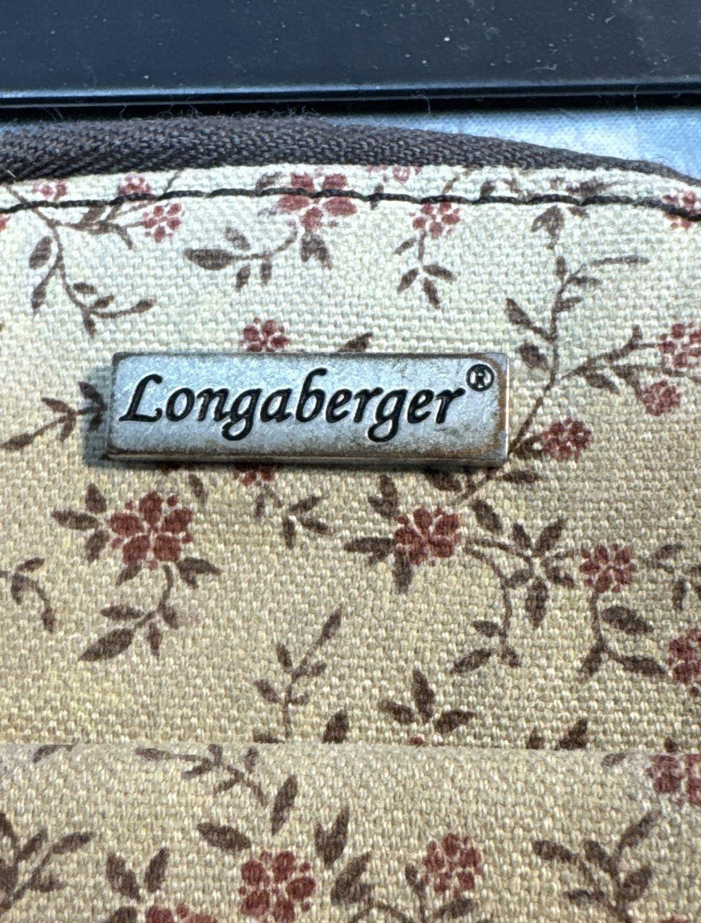 Longaberger Plaid Tote Bag Purse Wallet & Pouch 3 Piece Set Homestead Fabric