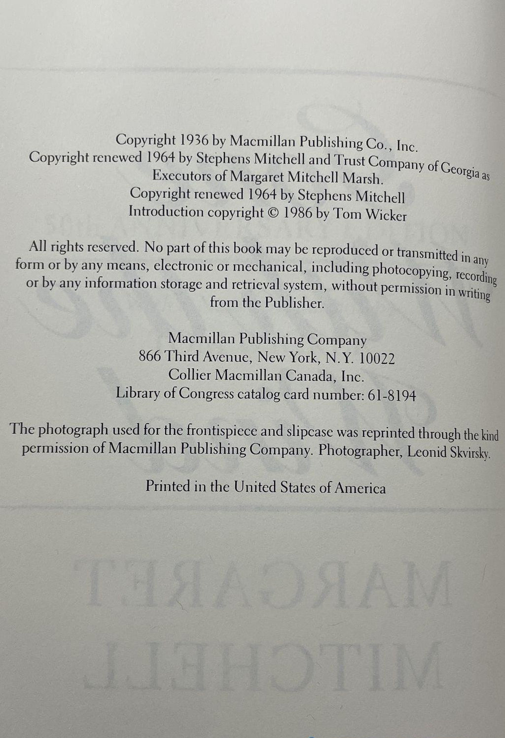 Margaret Mitchell Gone With The Wind 1986 50th Anniversary Edition Book with Slipcase