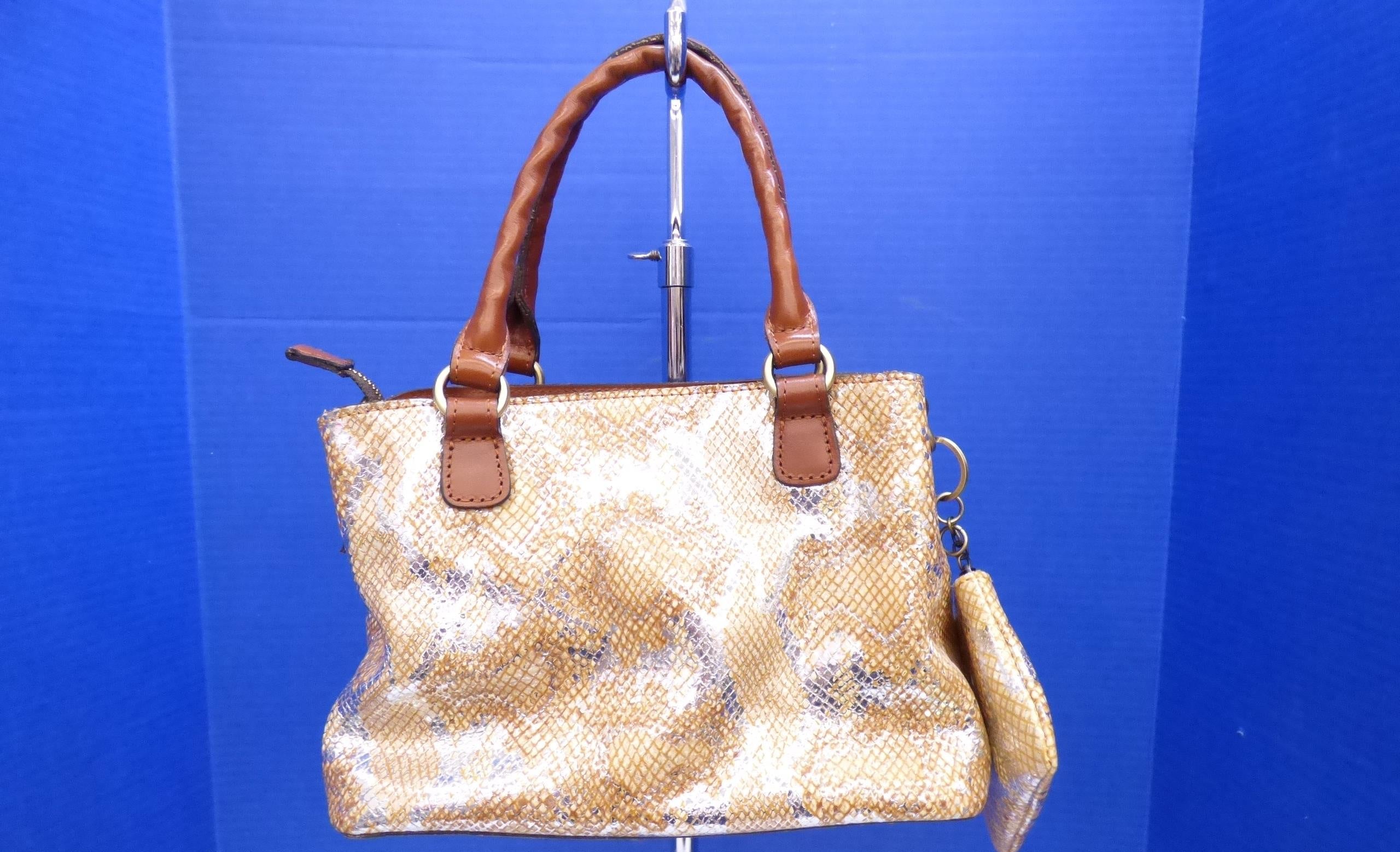 Patricia Nash Norcia Leather Gold and Silver Metallic Snakeskin Purse and Coin Purse