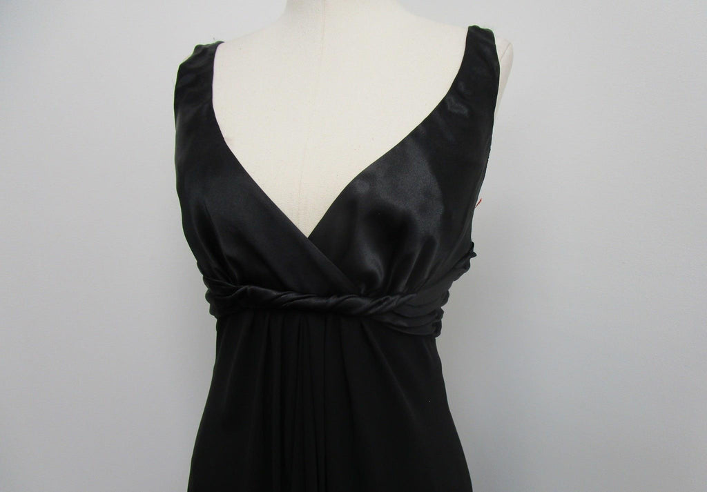 Retro Jones Wear Black V-Neck Twist Pleat Detail A-Line Formal Dress Women 14