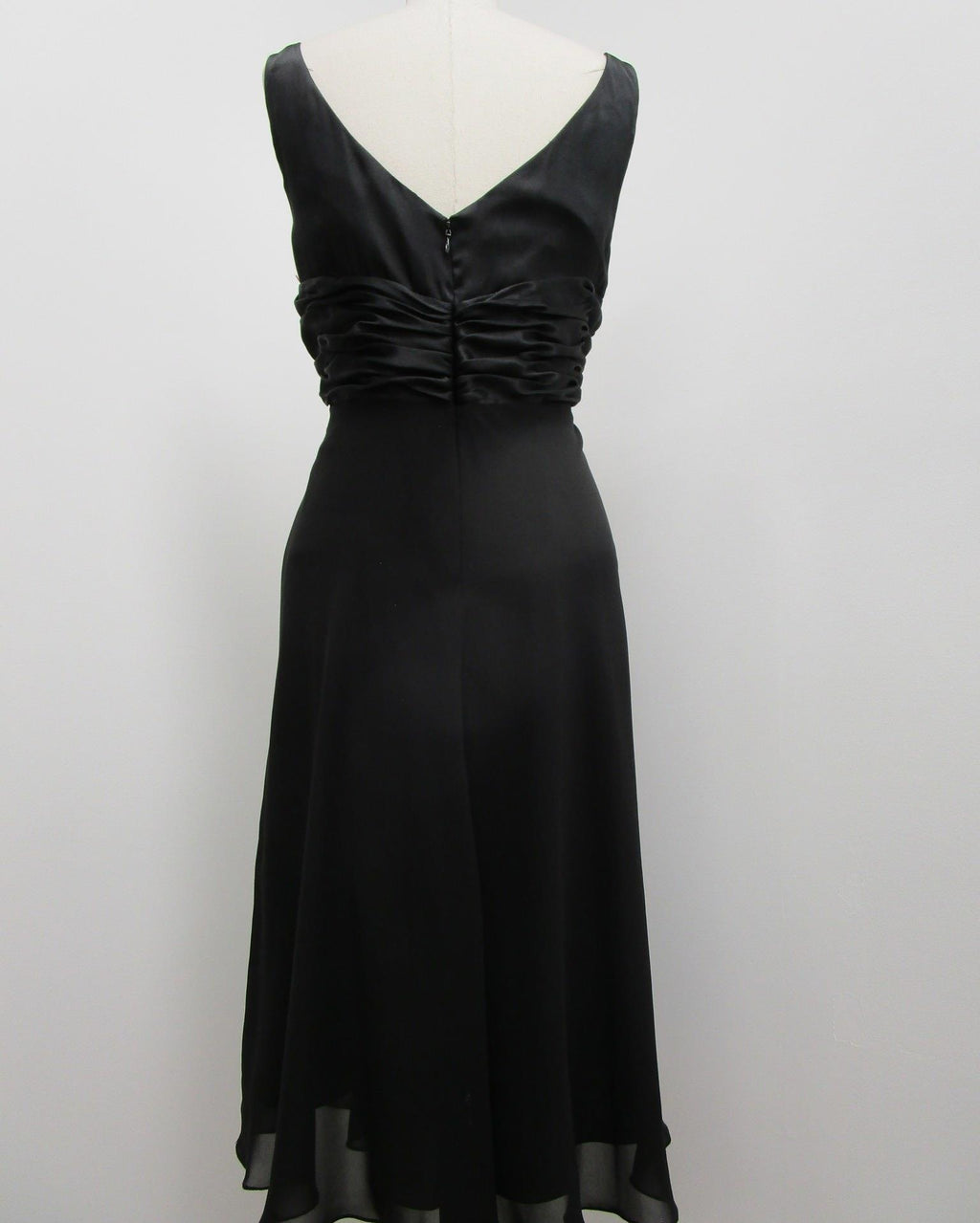 Retro Jones Wear Black V-Neck Twist Pleat Detail A-Line Formal Dress Women 14