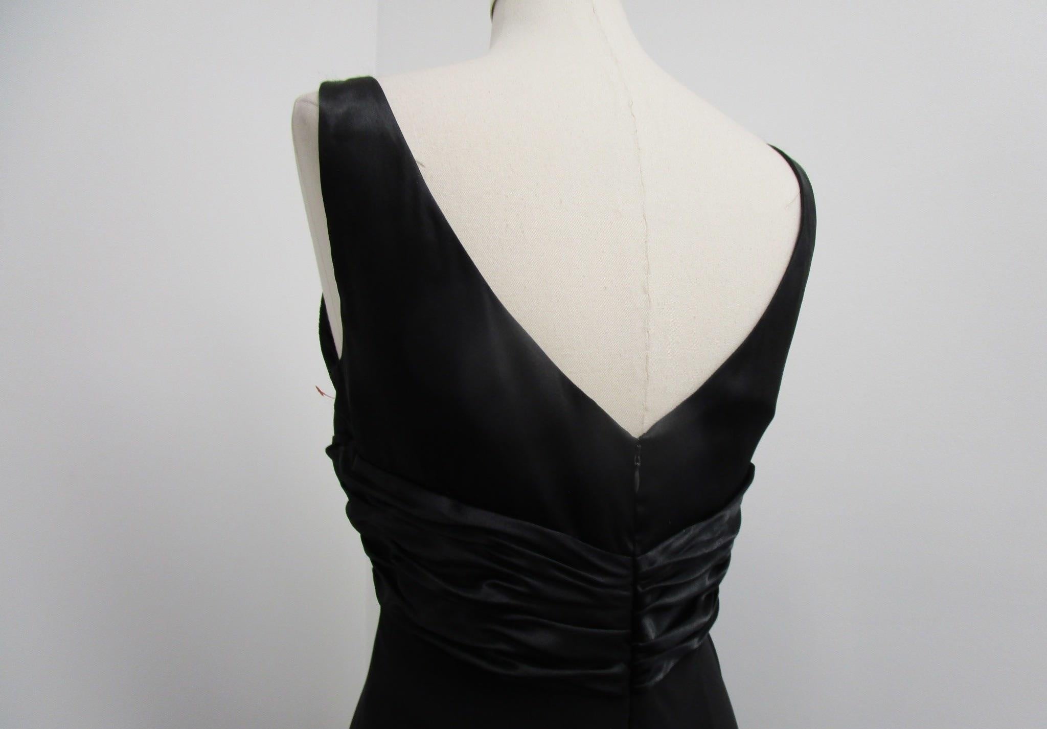 Retro Jones Wear Black V-Neck Twist Pleat Detail A-Line Formal Dress Women 14