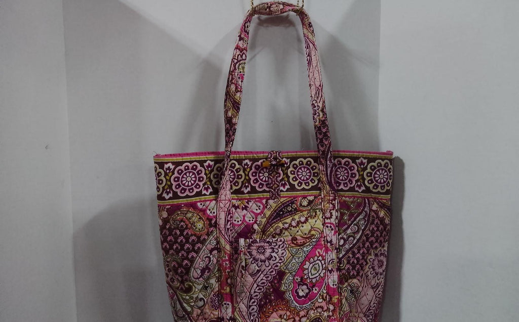 Vera Bradley Pink Paisley Floral Quilted Shoulder Tote Bag Cotton Handbag