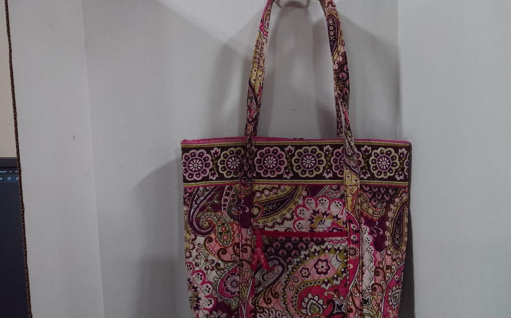 Vera Bradley Pink Paisley Floral Quilted Shoulder Tote Bag Cotton Handbag