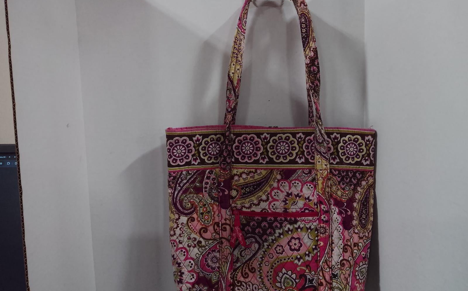 Vera Bradley Pink Paisley Floral Quilted Shoulder Tote Bag Cotton Handbag