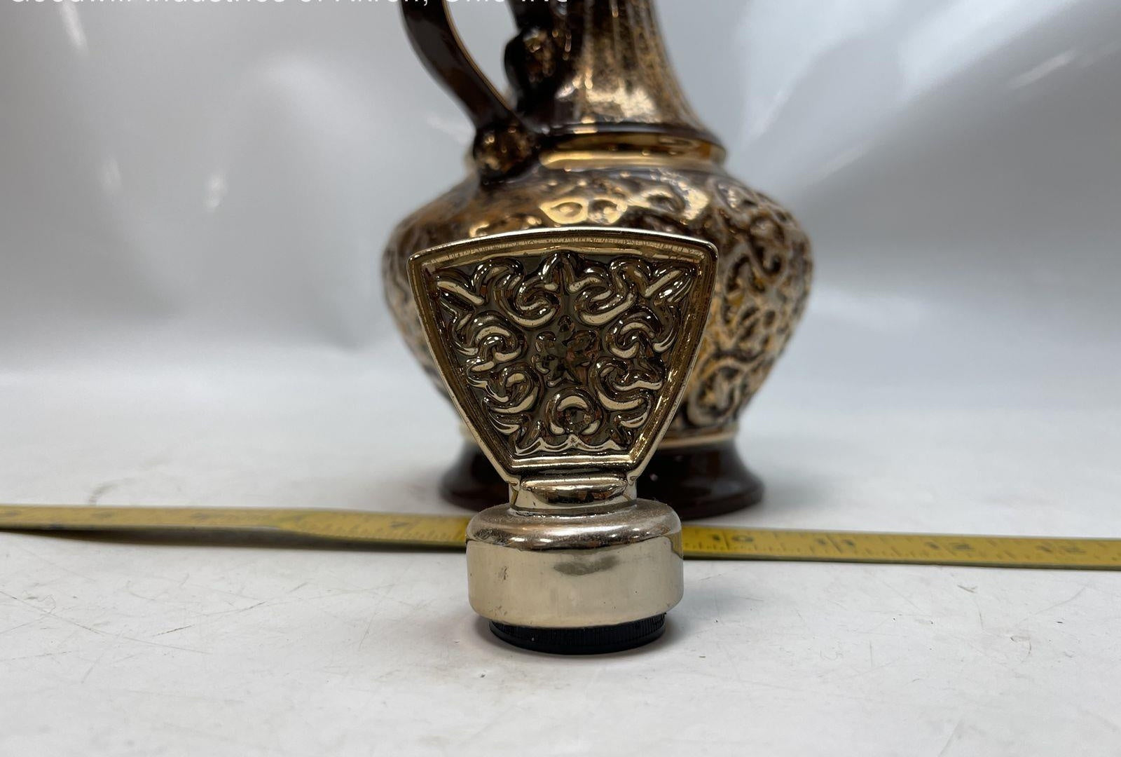 Vintage Regal China C. Miller Cameo Liquor Decanter Ewer Gold Scroll Mid Century