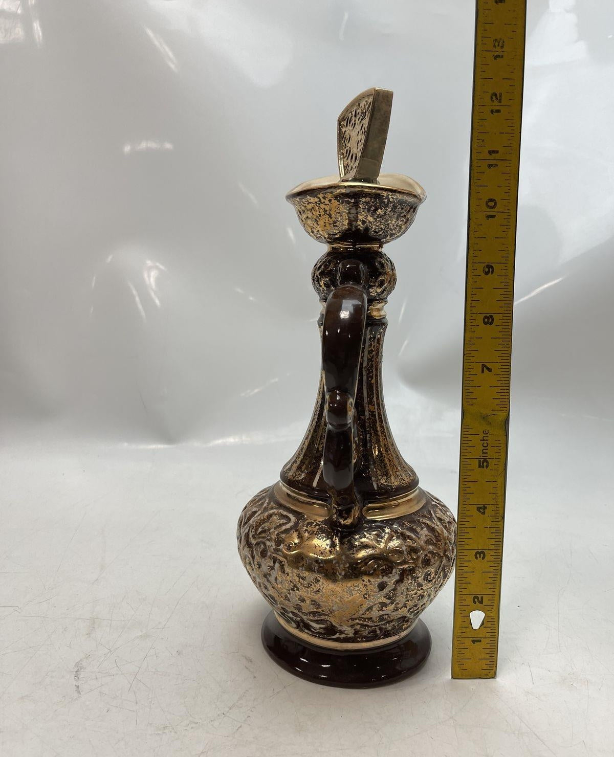 Vintage Regal China C. Miller Cameo Liquor Decanter Ewer Gold Scroll Mid Century