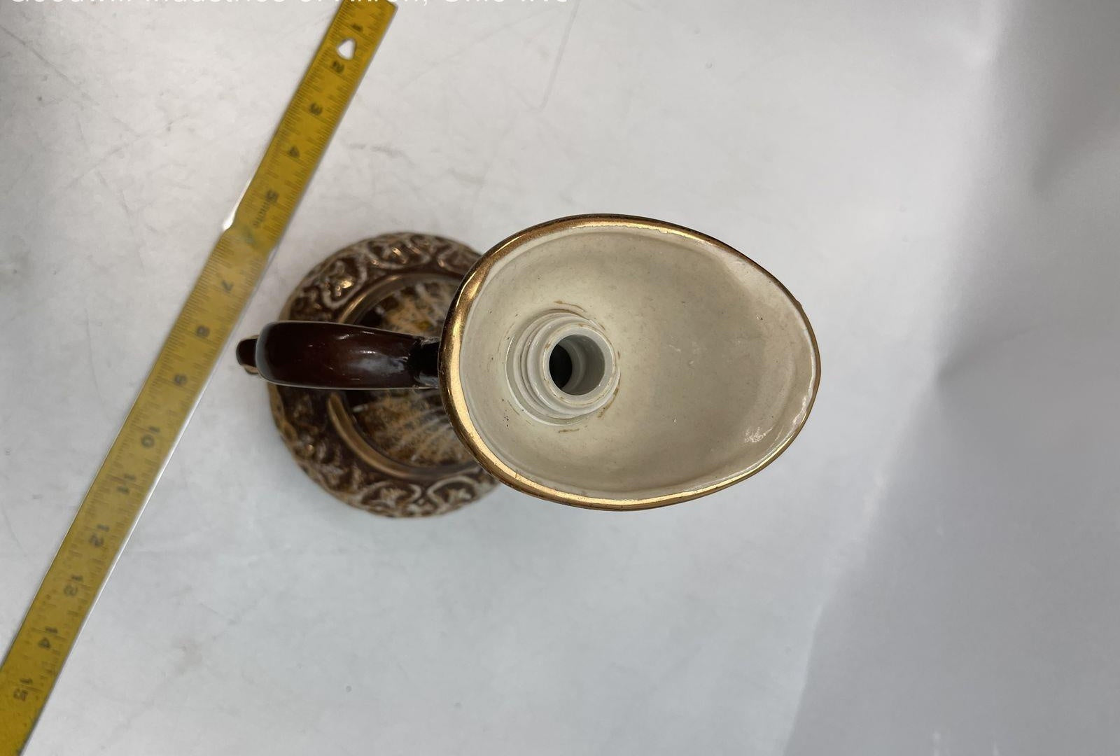 Vintage Regal China C. Miller Cameo Liquor Decanter Ewer Gold Scroll Mid Century