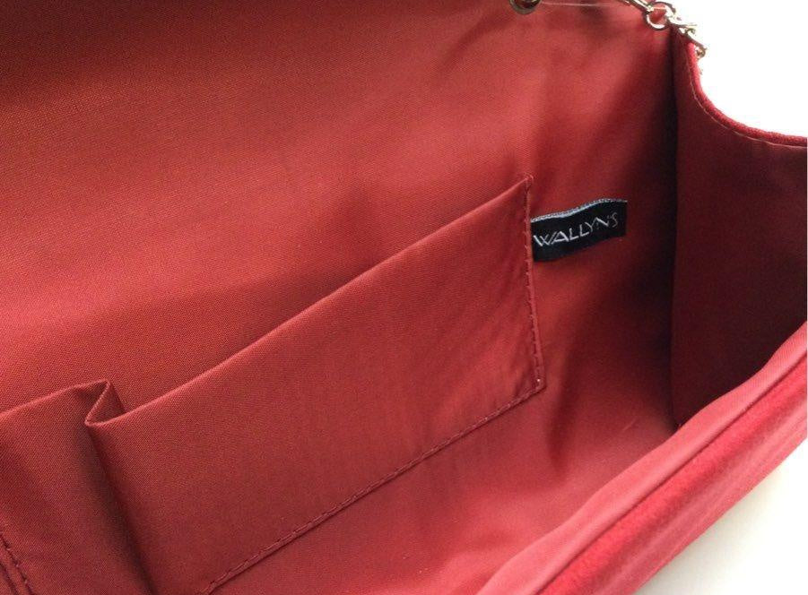 Wallyn’s Red Clutch Purse with Chain Shoulder Strap | Convertible Evening Bag