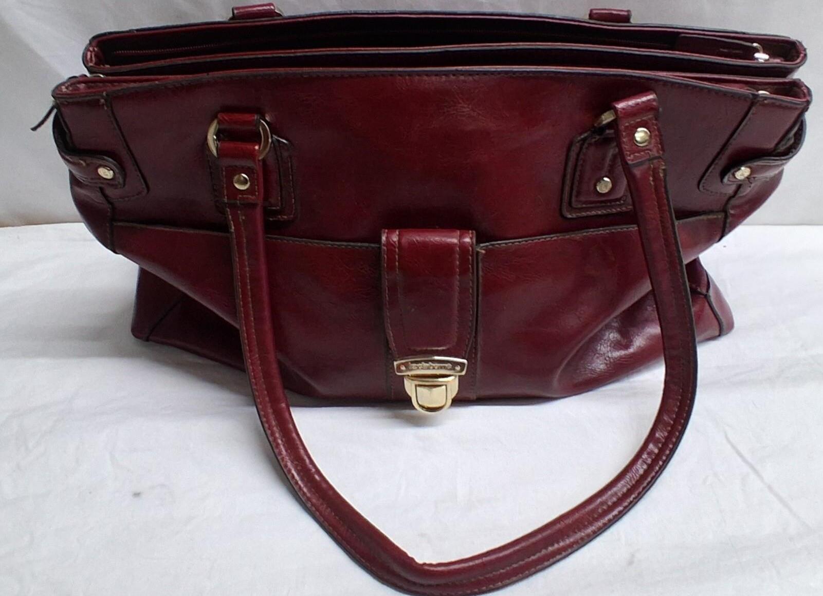 Liz Claiborne Burgundy Leather Shoulder Bag with Gold Hardware