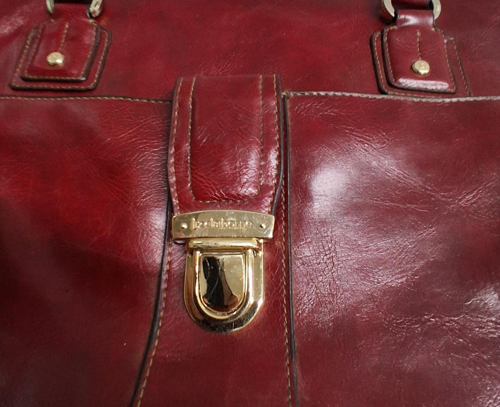 Liz Claiborne Burgundy Leather Shoulder Bag with Gold Hardware