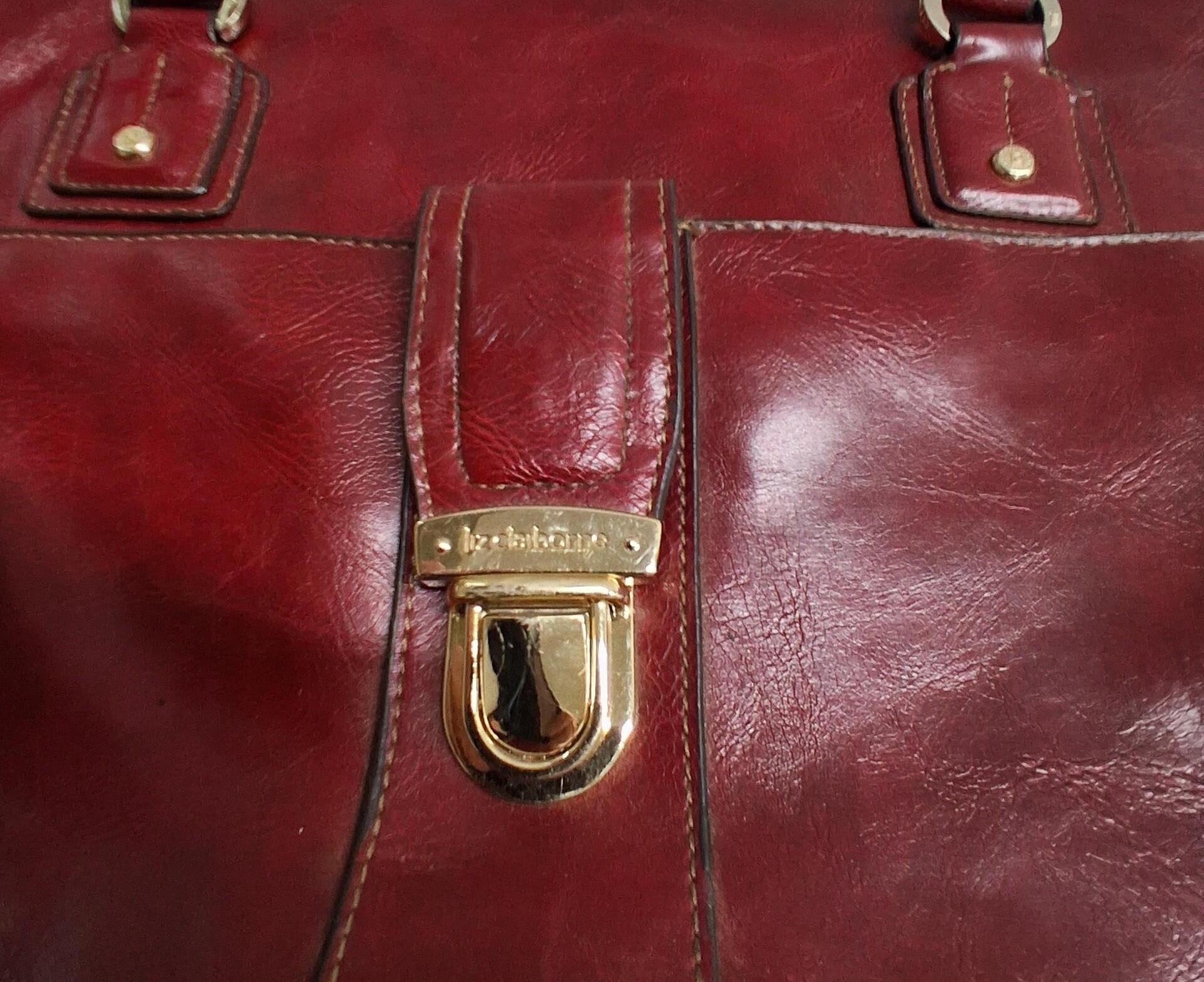 Liz Claiborne Burgundy Leather Shoulder Bag with Gold Hardware