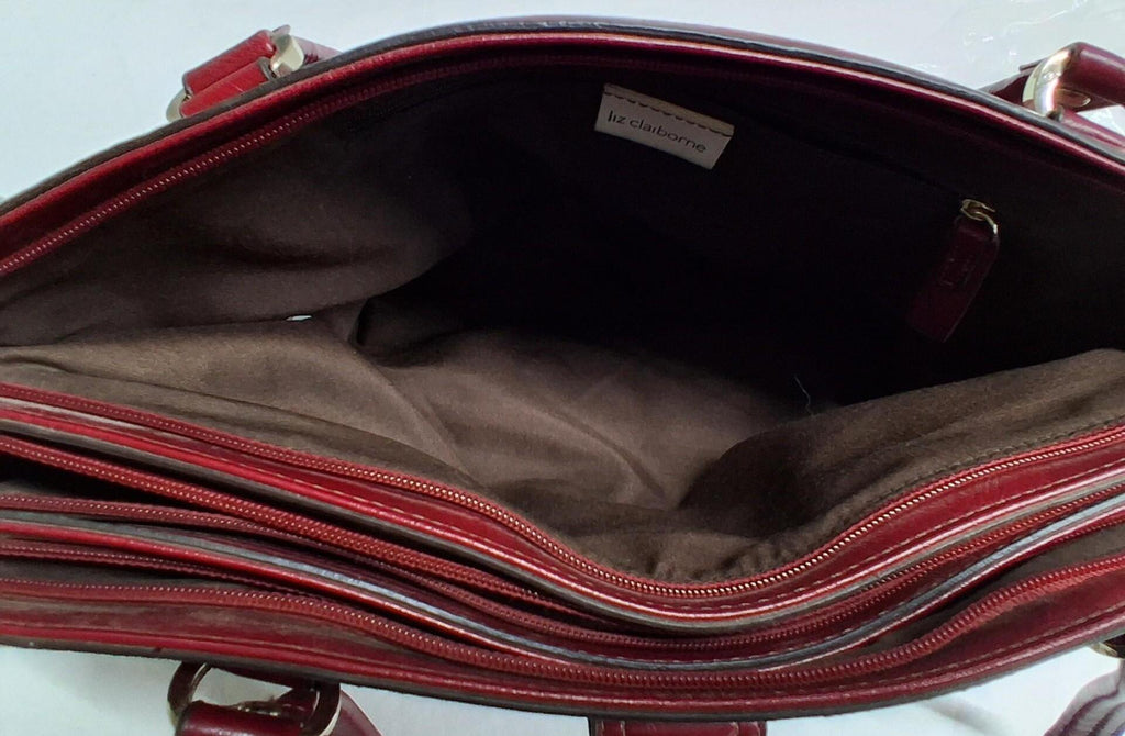 Liz Claiborne Burgundy Leather Shoulder Bag with Gold Hardware