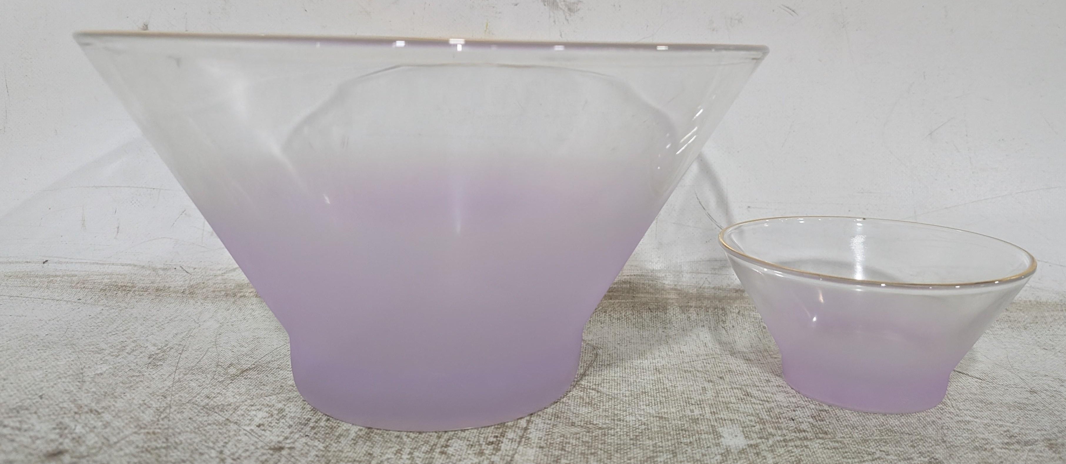 Set of Two Lavender Frosted Glass Bowl Set